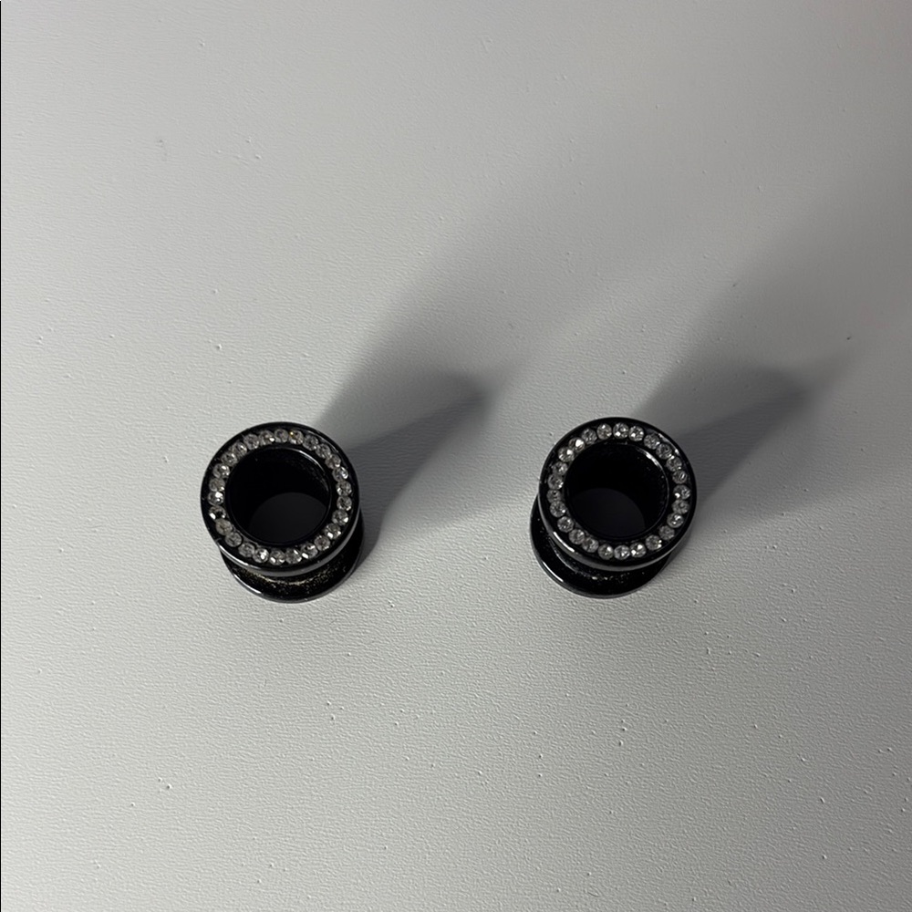 Black and Silver Crystal Studded Plugs